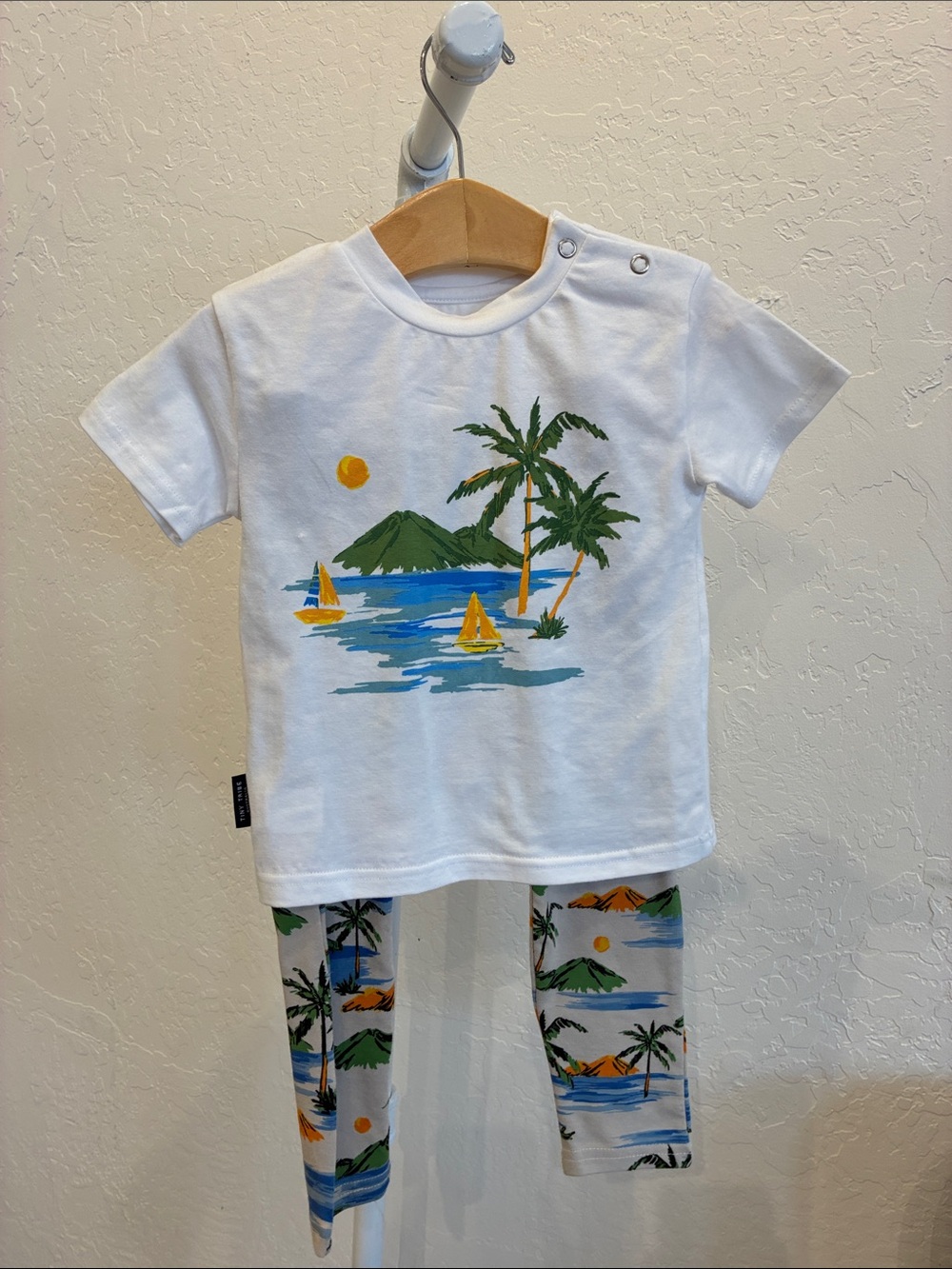 White Tropical Island Kids Pajama Set